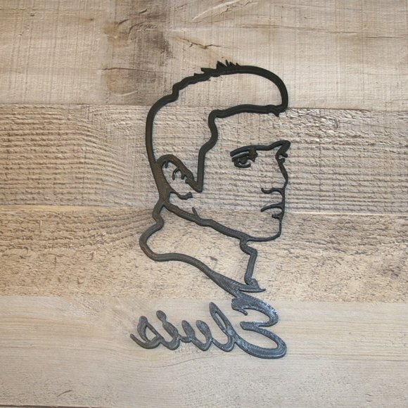 ELVIS Face 2D Wall Decor 8" 3D Printed Wall Art Minimalist Line Gift Fan Art - Picture 4 of 7